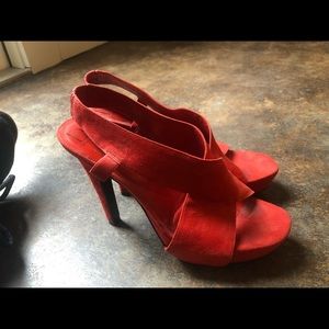 DVF coral suede heels, size 8
